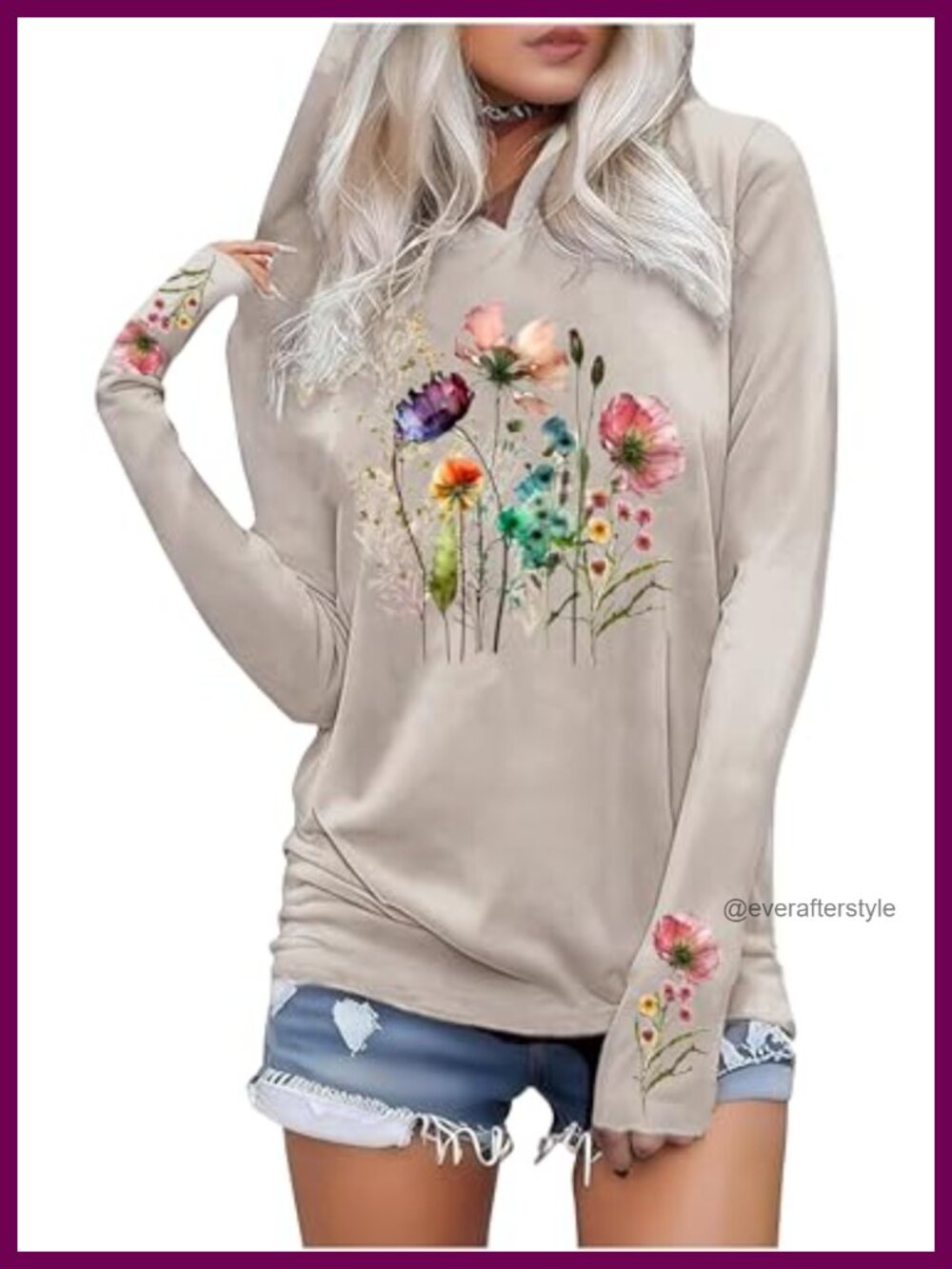 LANMERTREE Long Sleeve Gothic Hoodie Women Graphic Pullover